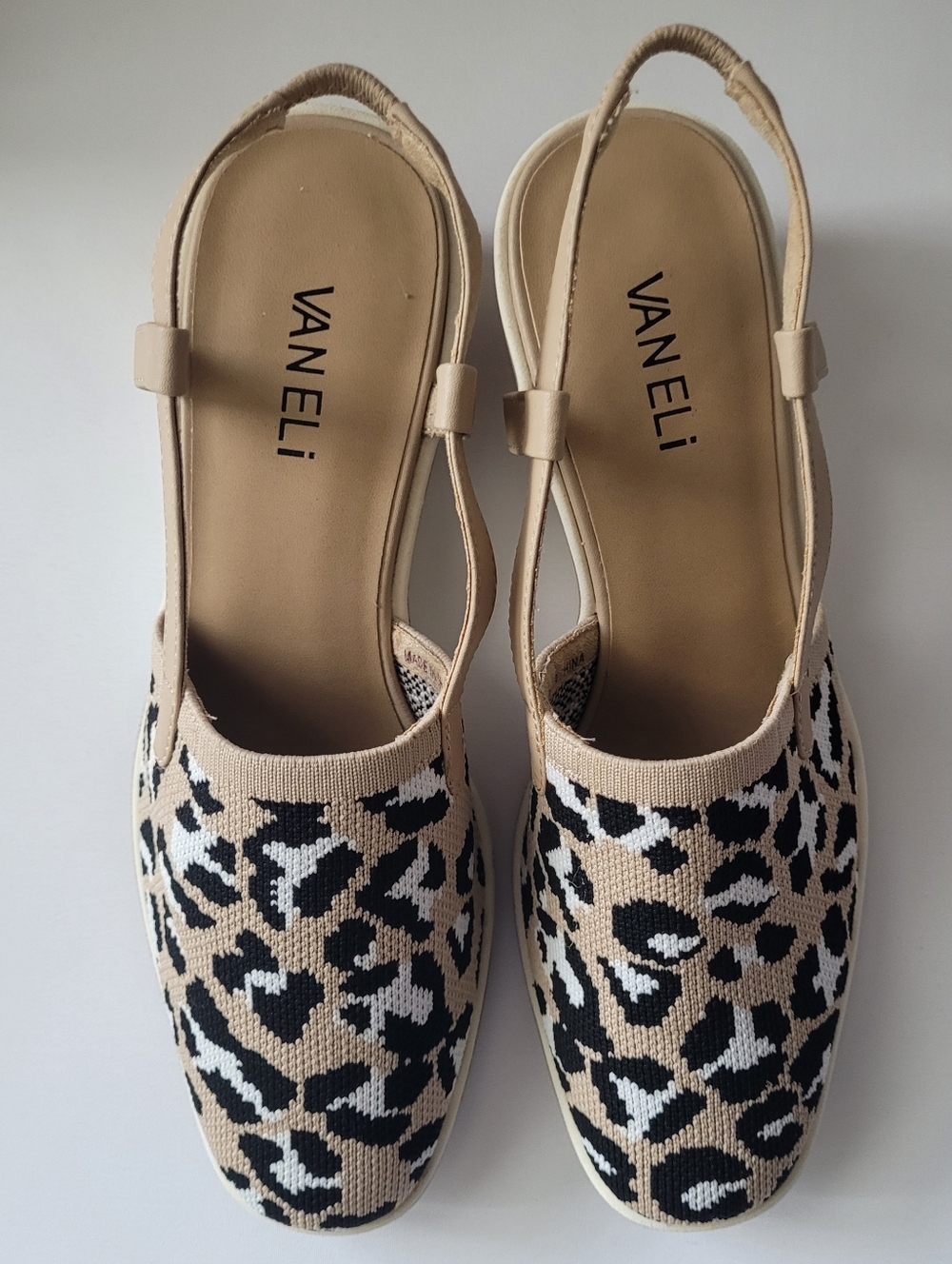 VANELi Leopard Print Wedge Slingback Sandals Size 7.5M